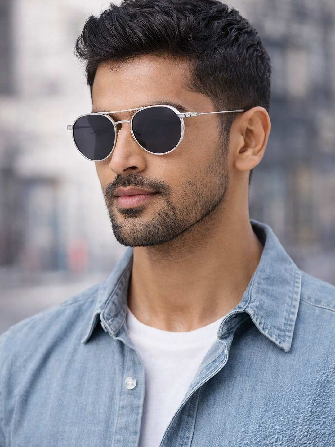 HIPE Men Black Lens & Silver-Toned Sunglasses with