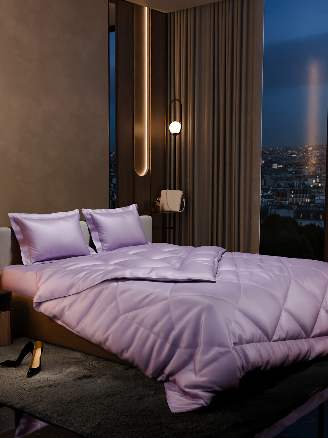 Stoa Paris Date Night Collection Lavender Solid 4 Piece Double Queen Regular Bedding Set