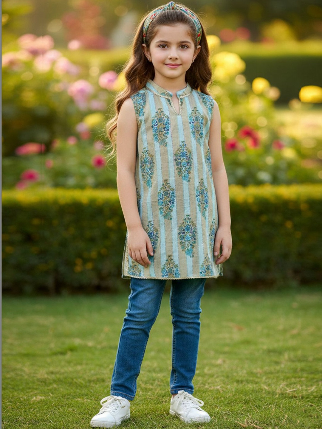 Cutiekins Geometric Printed Gotta Patti Pure Cotton Blend Gotta Patti Kurti