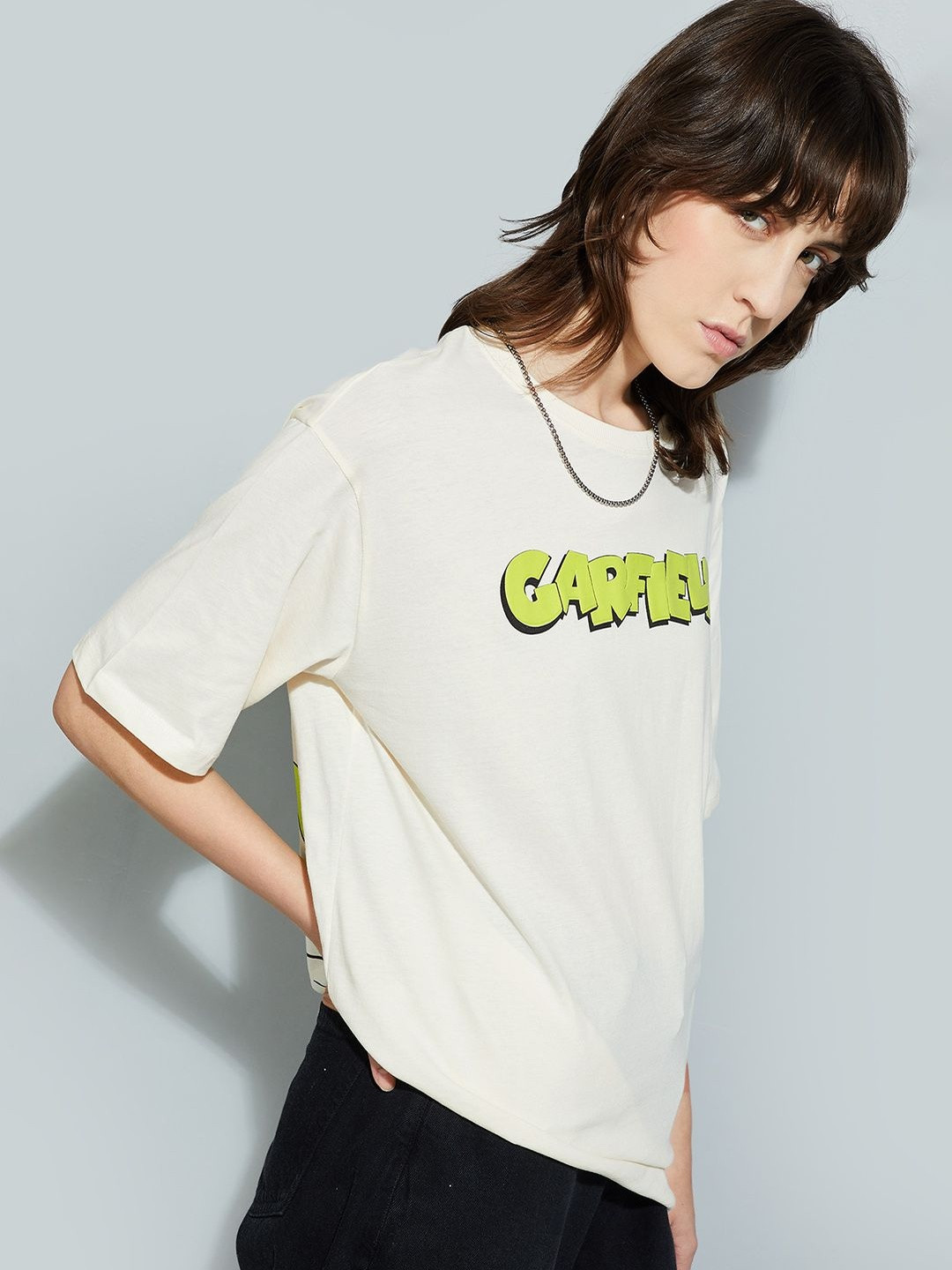 Max Women Garfield Print Oversized T-shirt