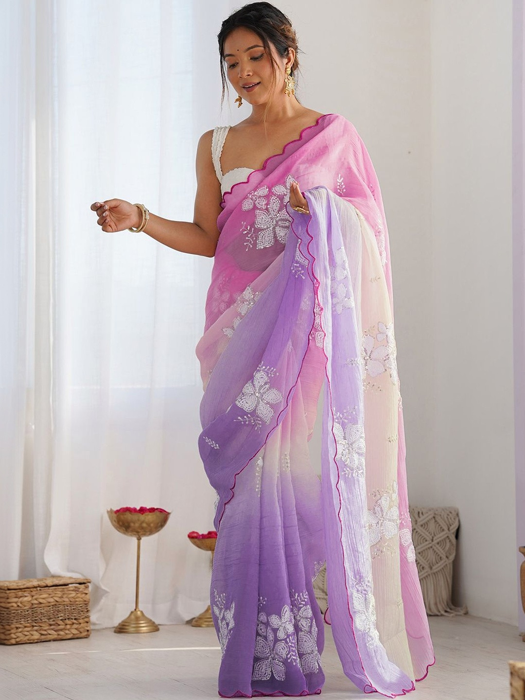 LOOM SUTAA Ls A75 Pink Lavender- Sarees