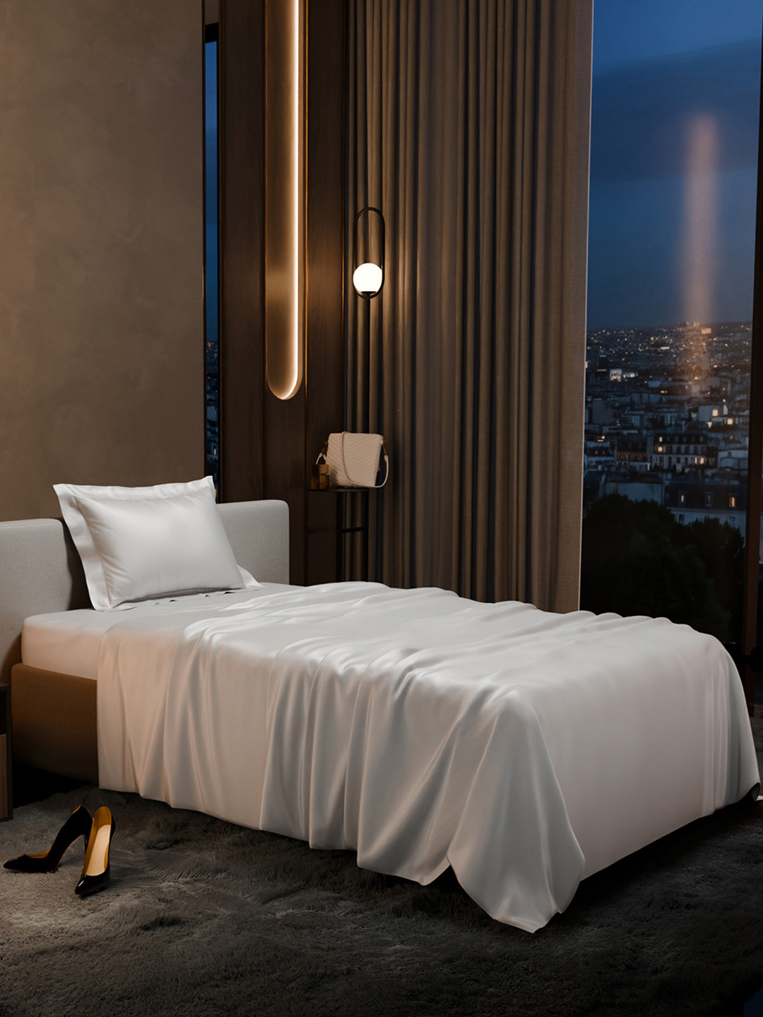 Stoa Paris Date Night Collection 300 TC Double Bedsheet with a Pillow Cover-60 x 90 inches
