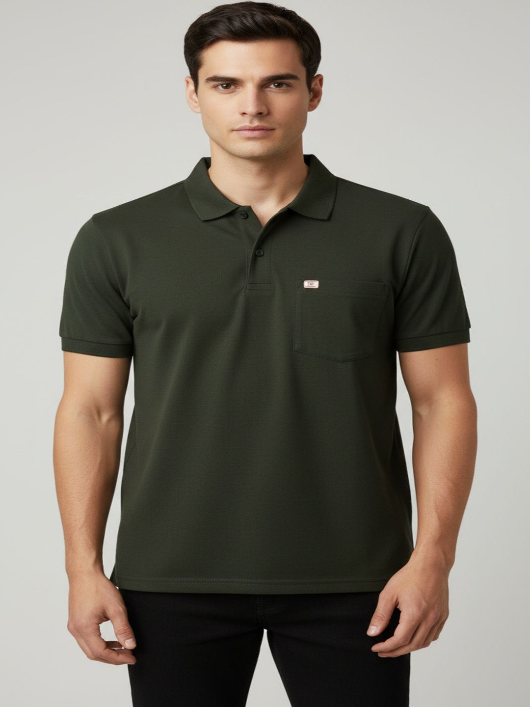 BADOS Men Polo Collar Pockets T-shirt