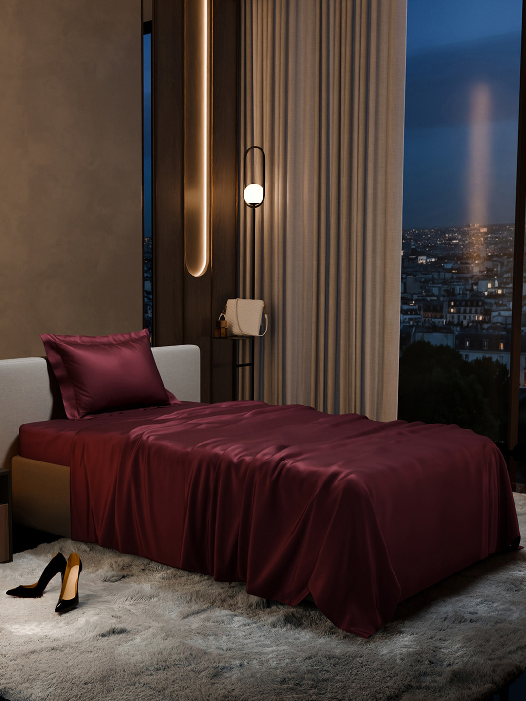 Stoa Paris Date Night Collection 300 TC Single Fine Bedsheet with Pillow Cover-228 x 152