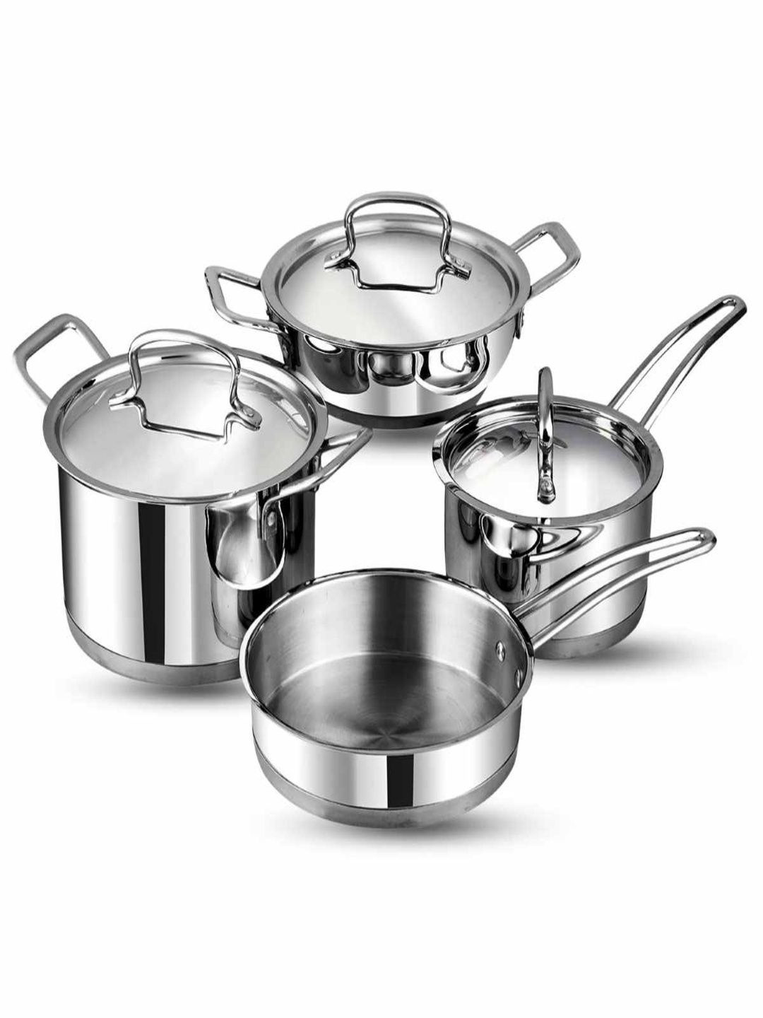 Vinod Silver-Toned Induction Base Stainless Steel Cookware Set of