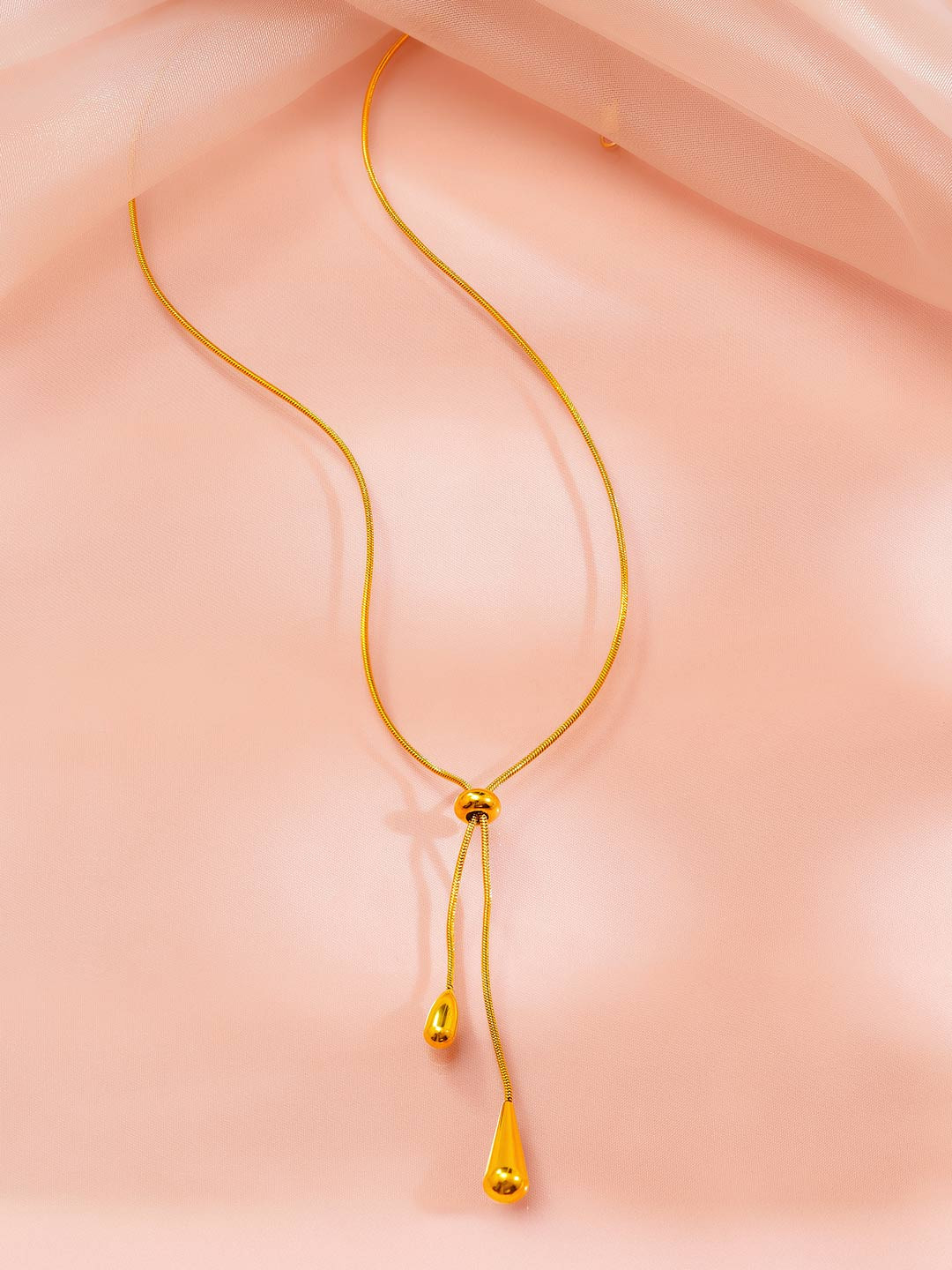 NAITRA 18K Gold Plated Dual Drop Waterproof & Anti-Tarnish Necklace