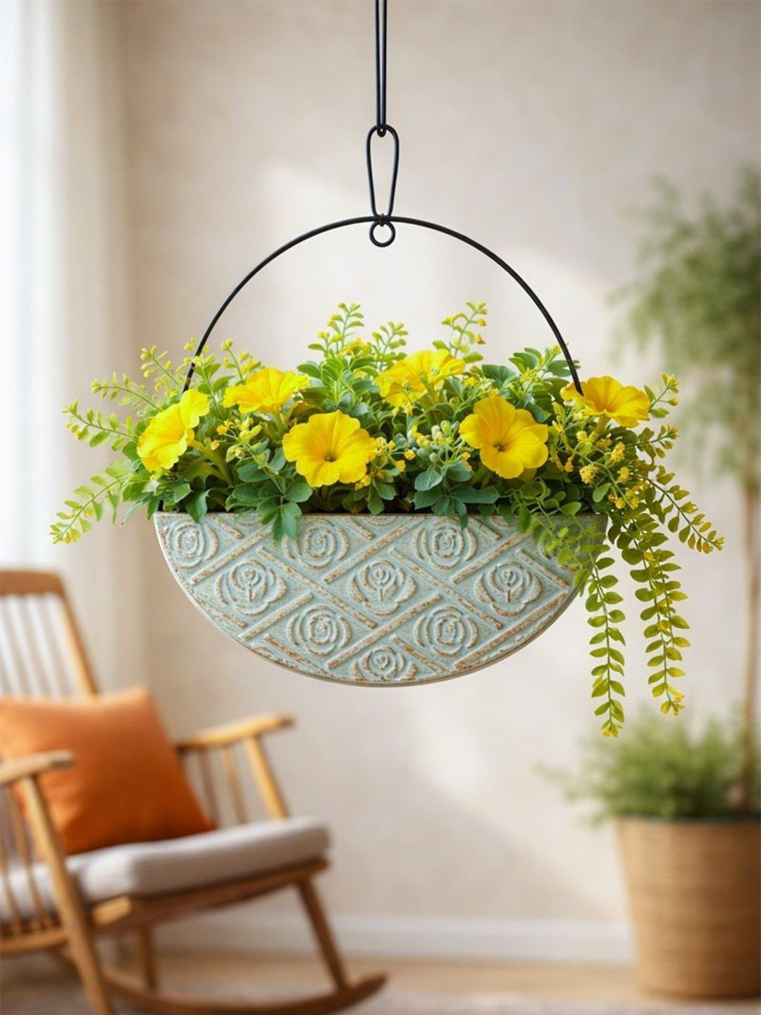 Turquoise MDF Semi Round Wall Hanging Vase