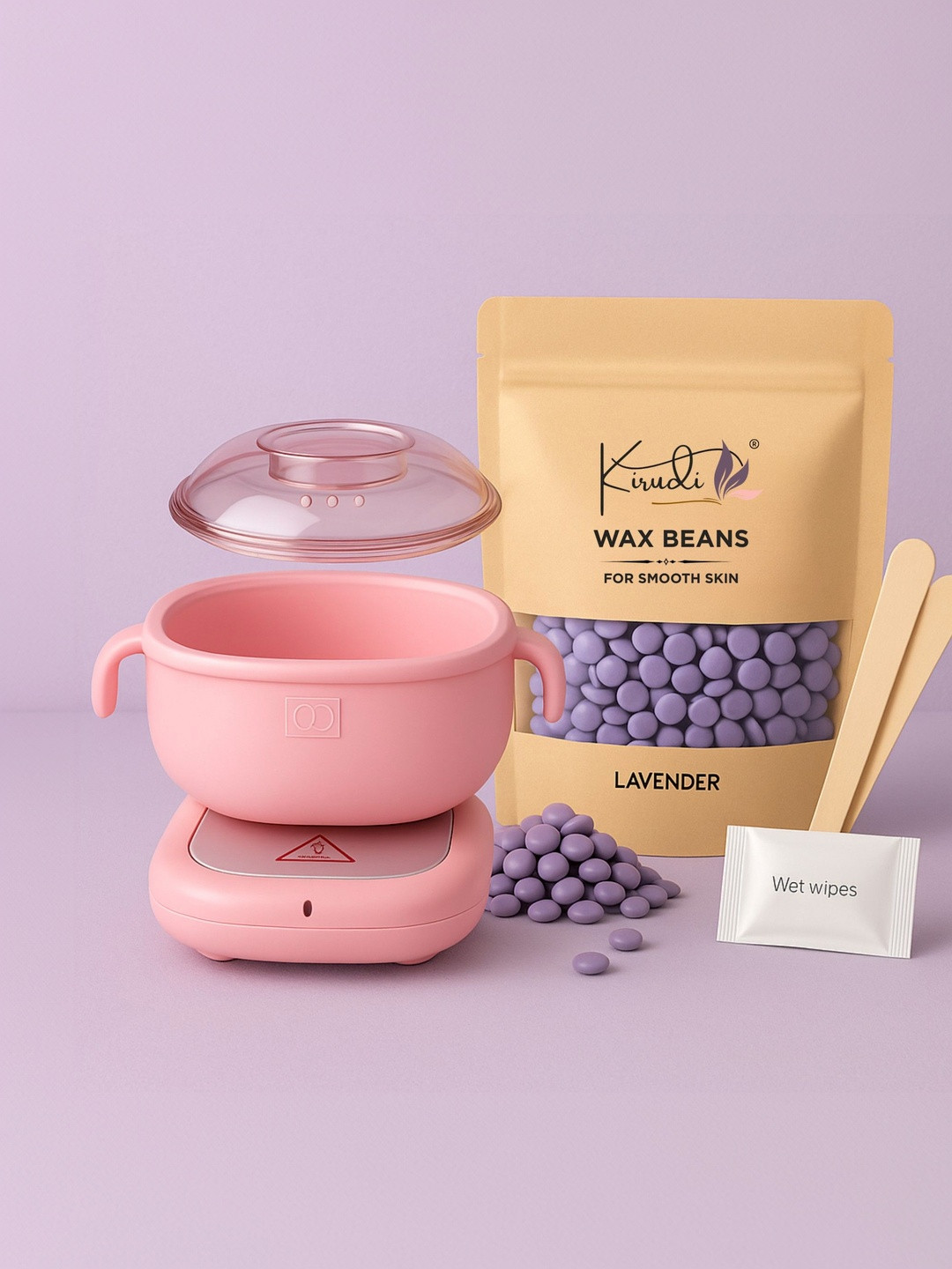 KIRUDI Professional Wax Heater with Lavender Wax Beans for Legs- Arms- Bikini-100g
