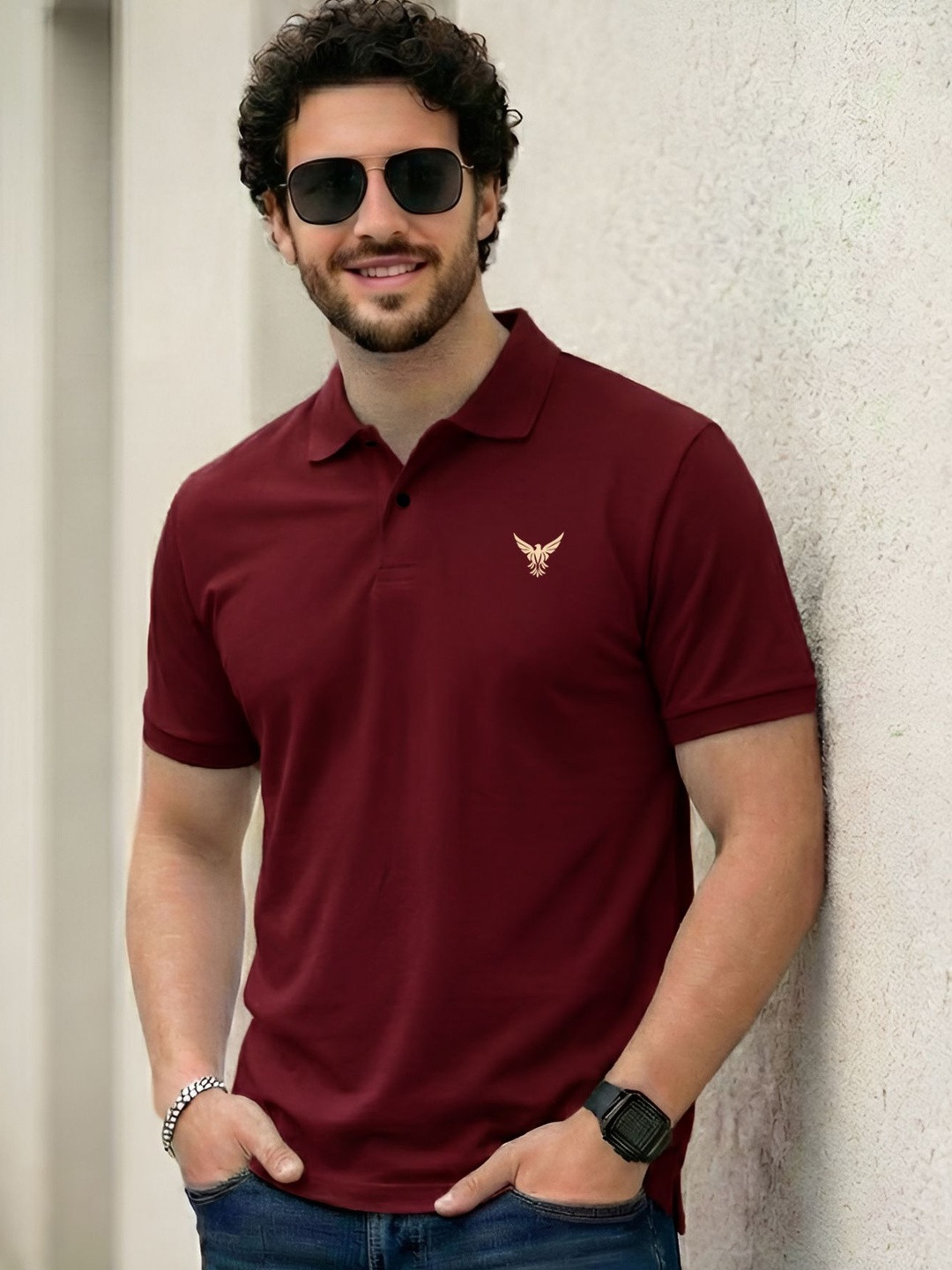 THE BEETEL HOUSE Men Polo Collar T-shirt