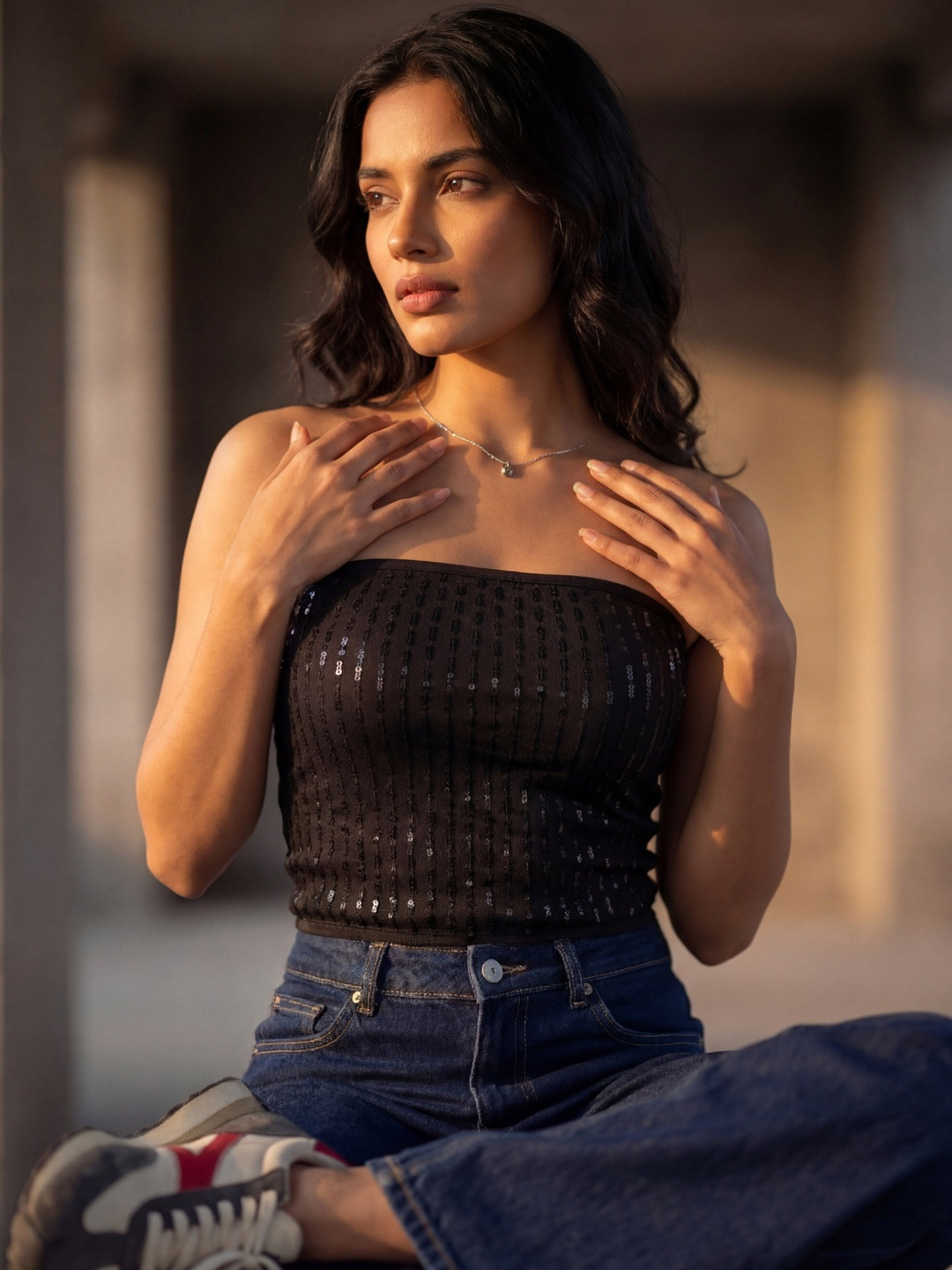 LEGACY AURA Embellished Tube Crop Top