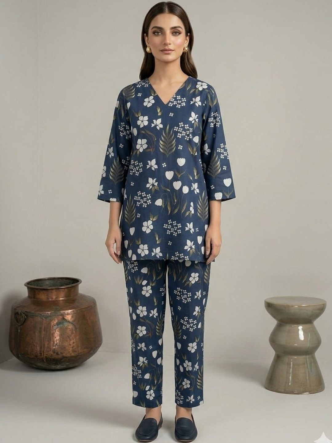 SOURAGYA Floral Printed Top with Trousers