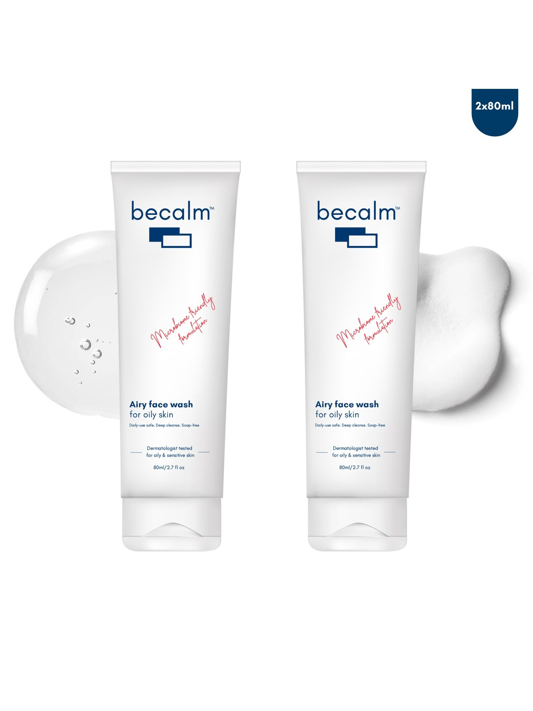 Becalm Set Of 2 Airy Face Wash For Oily Skin - 80 Ml Each