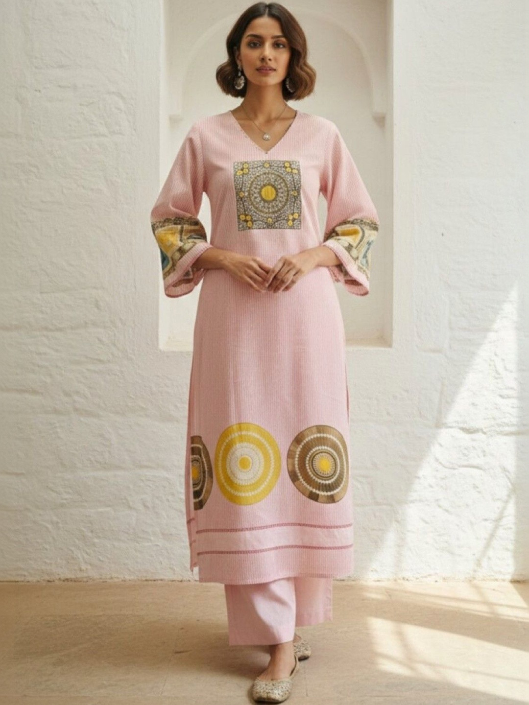 AUTUMN LANE Women Ethnic Motifs Printed Regular Pure Cotton Kurta with Trousers