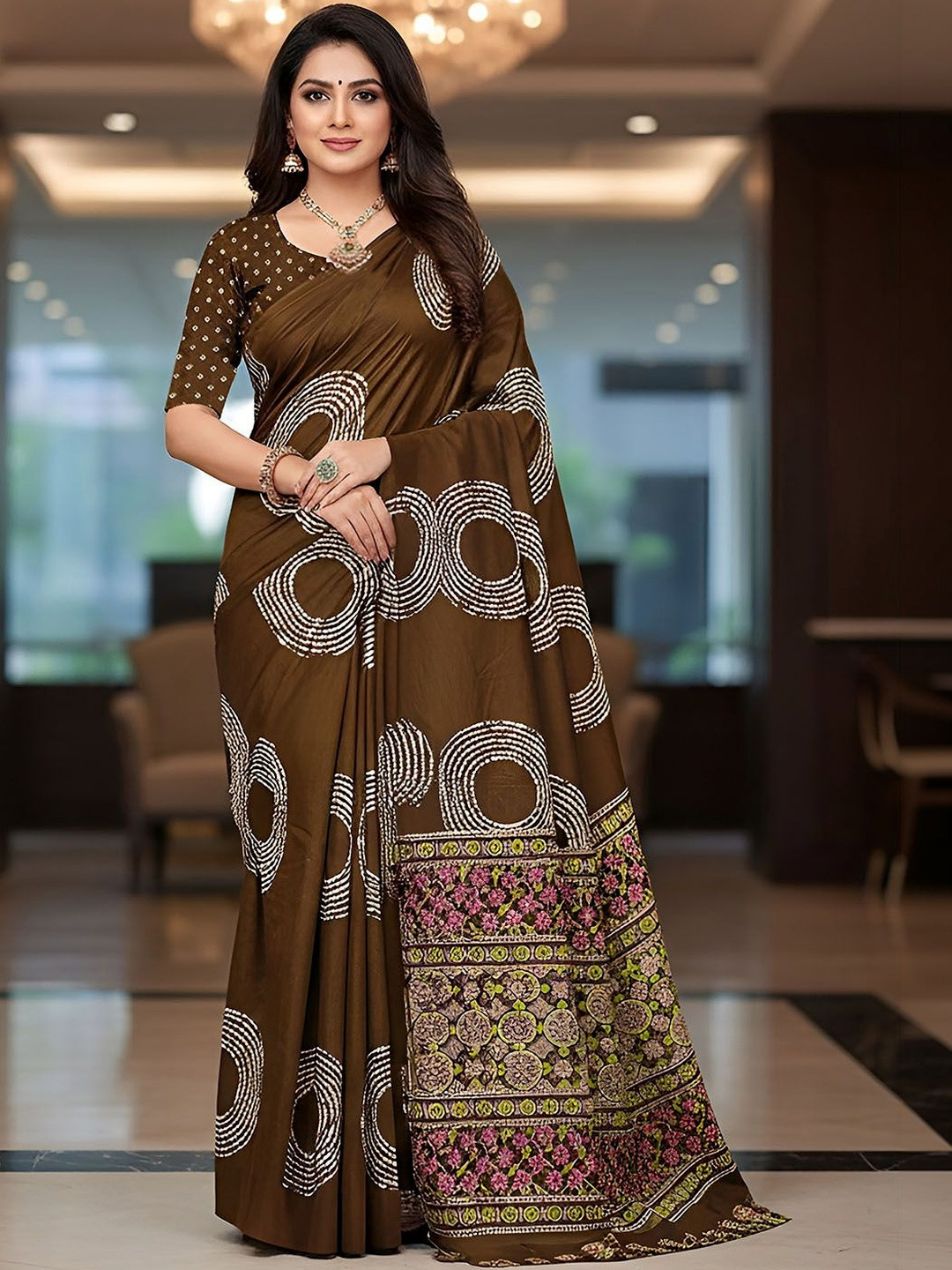 LOOM SUTAA Bandhani Pure Cotton Saree