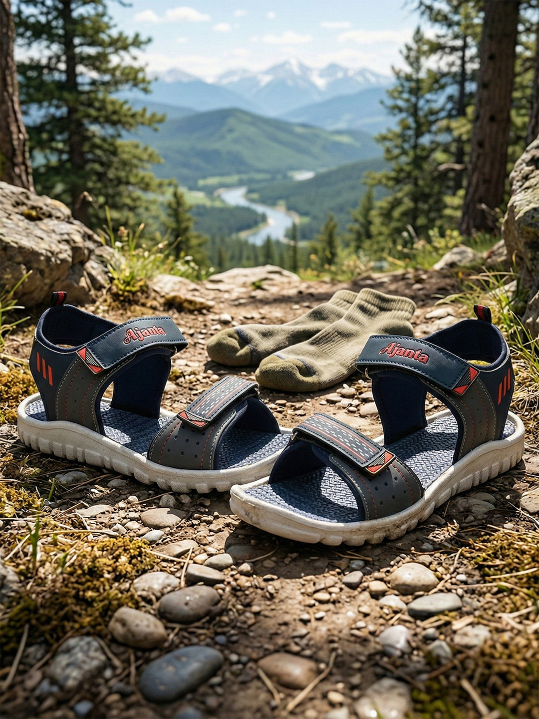 Ajanta Men Textured Sports Sandals With Velcro Closure