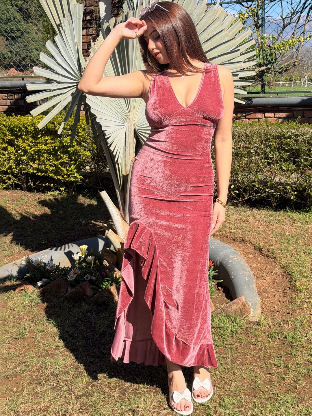 TANDUL Satin Bodycon Maxi Dress