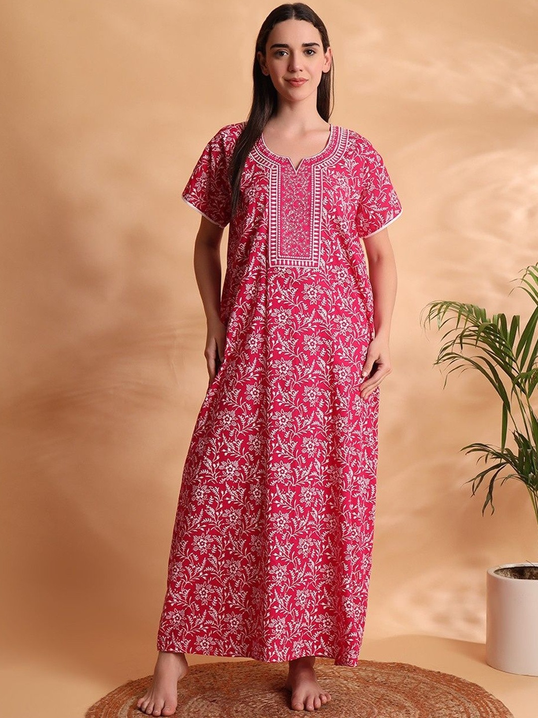 JAIPZZ APPARELS Printed Maxi Nightdress