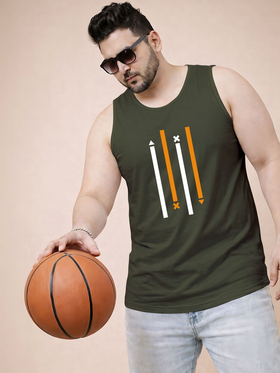 Triptee Printed Cotton Gym Vest