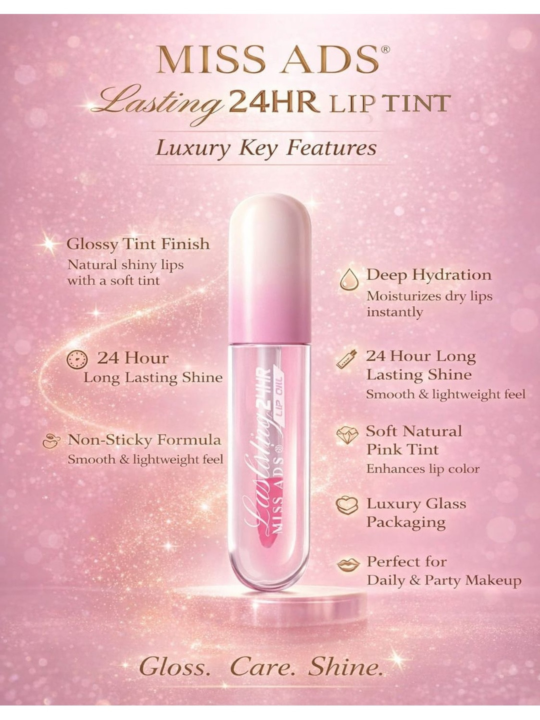 MISS ADS Long Lasting Lip Oil- Rose Pink