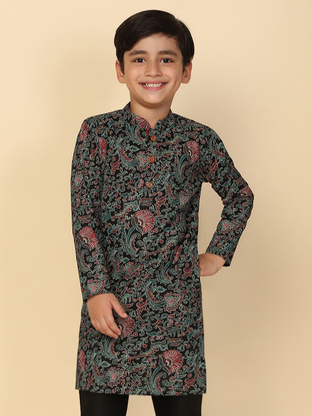 KISAH Boys Kantha Printed Regular Fit Kurta