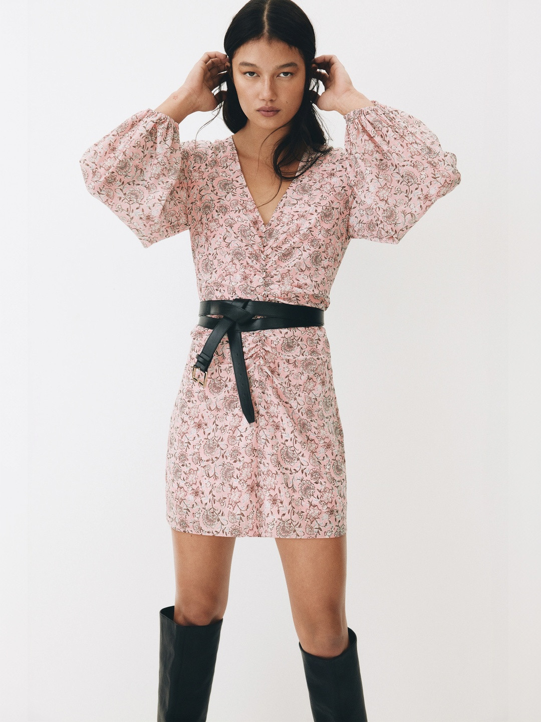 H&M Button-Detail Crinkled Dress