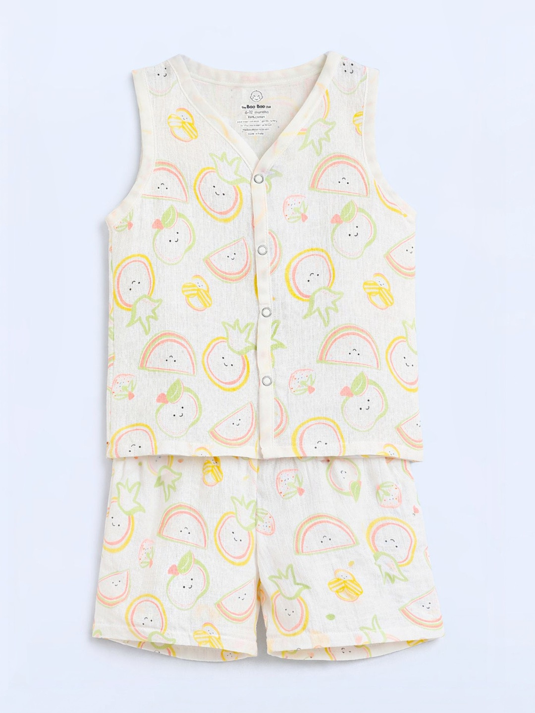 The Boo Boo Club Unisex Kids Printed Pure Cotton Top with Shorts