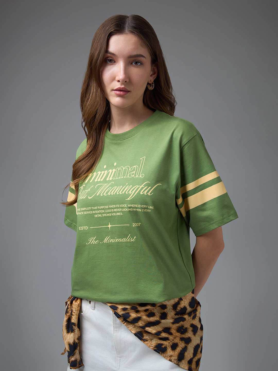 DILLINGER Womens Printed Round Neck Oversized Fit Tshirt