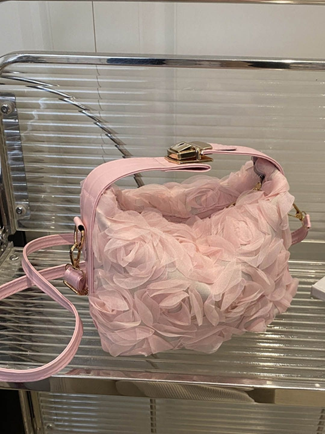 Lara Karen Embellished PU Structured Handheld Bag with Applique