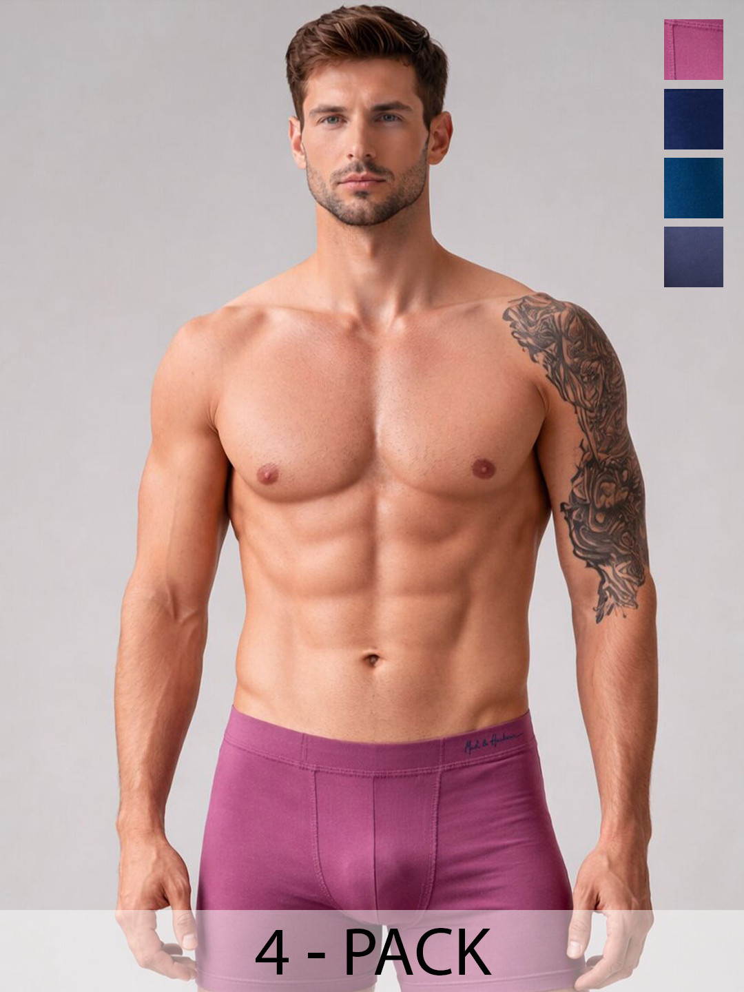 Mast & Harbour Pack of 4 Cotton Blend Assorted Solid Trunks