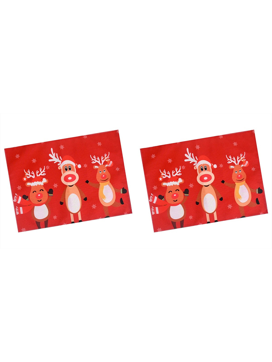 PRAKARTIK 2-Pcs Red & White Digital Printed Table Placemats