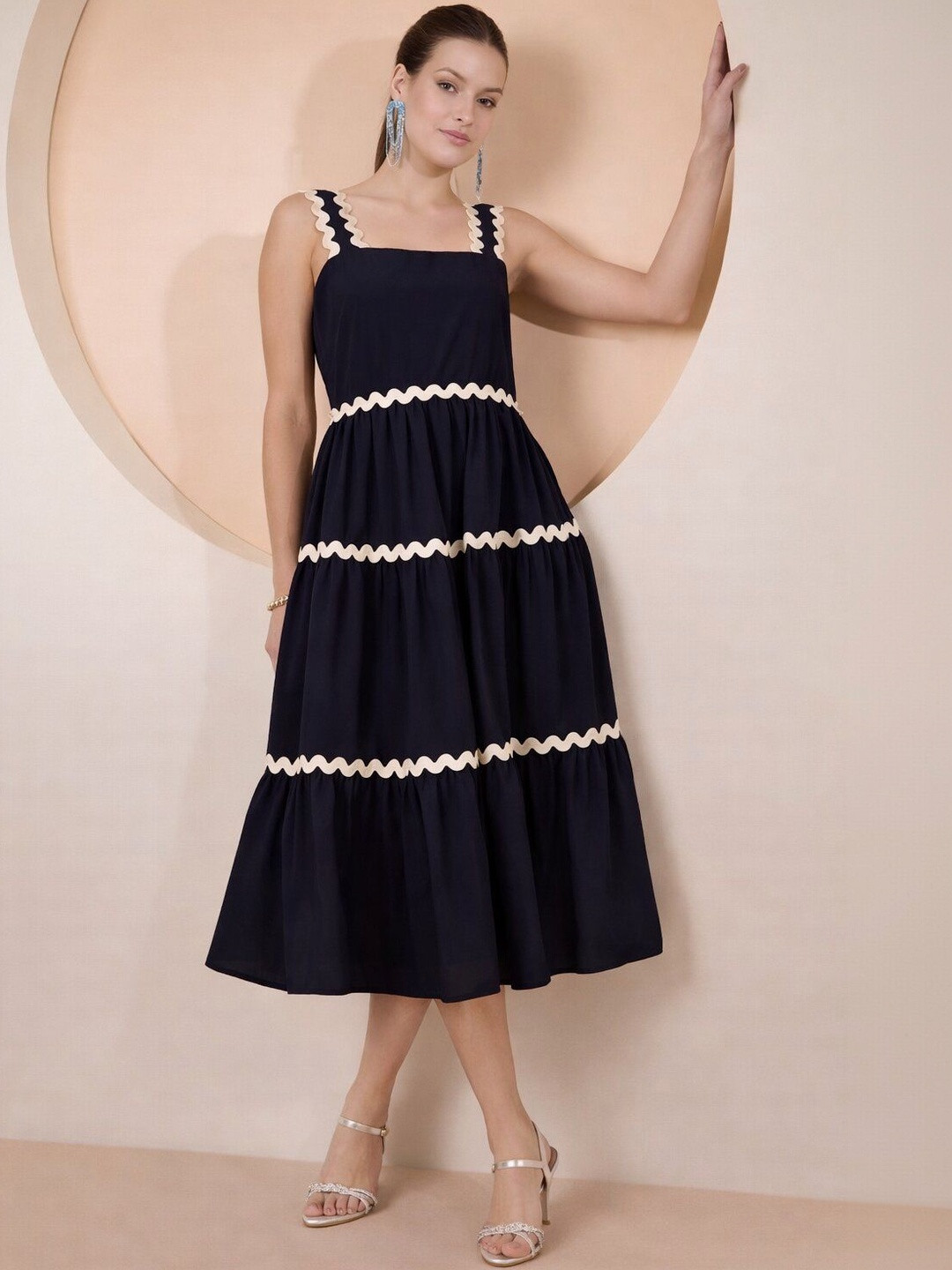 PTVIZE Crepe A-Line Sleeveless Dress