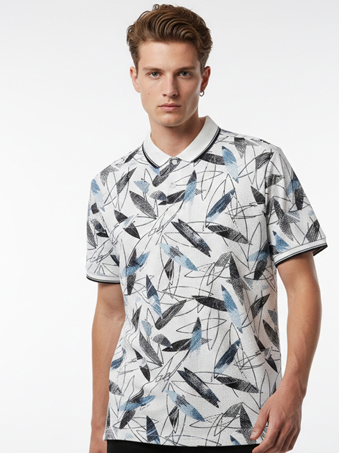 glitchez Men Printed Polo Collar T-shirt