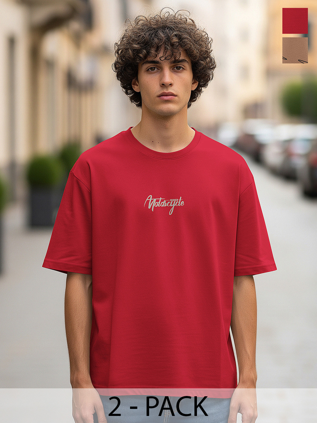 BULLMER Pack Of 2 Typography Printed Round Neck T-shirt