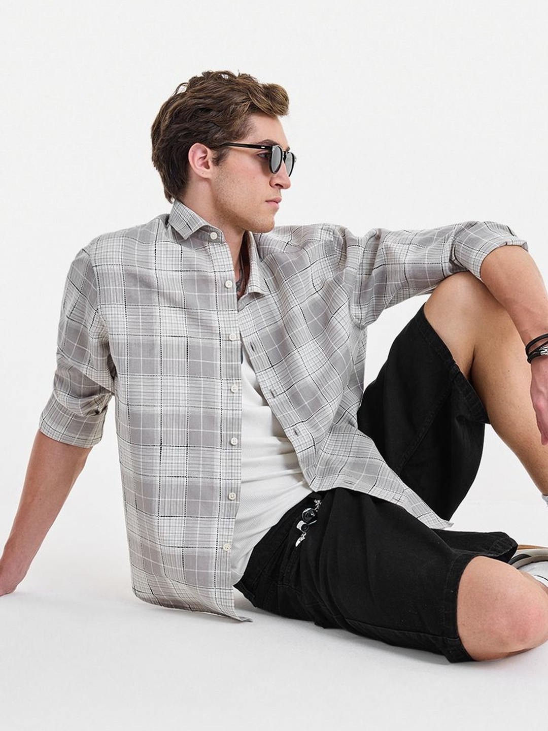 Snitch Grey Checks Shirts