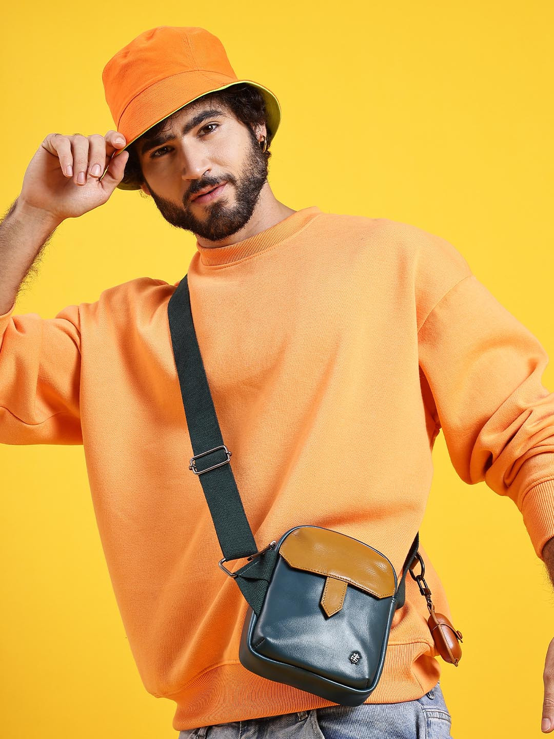 Tortoise Genuine Leather Unisex Phone Sling Bag