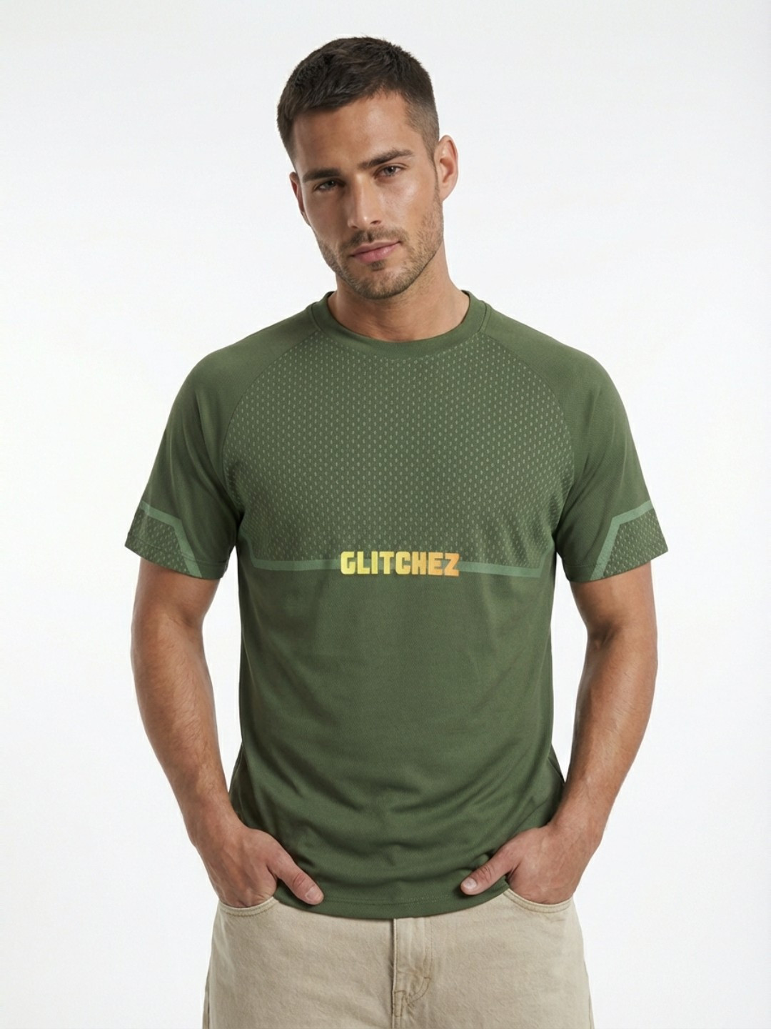 glitchez Brand Logo Printed Raglan Sleeves T-shirt