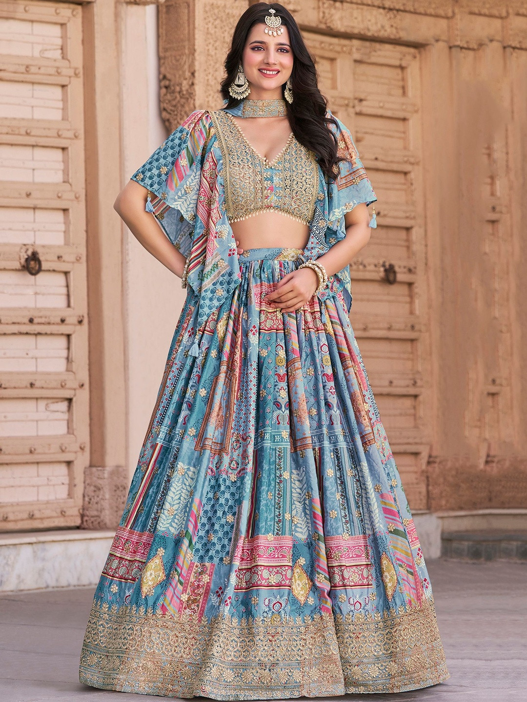 Zeel Clothing Embroidered Semi-Stitched Lehenga & Blouse With Dupatta