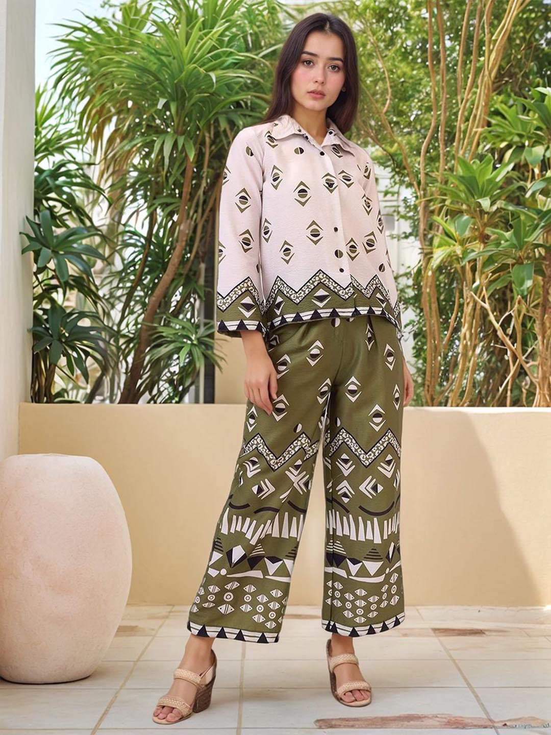 AmarAsha Printed Three-Quarter Sleeves Shirt With Trouser Co-Ords