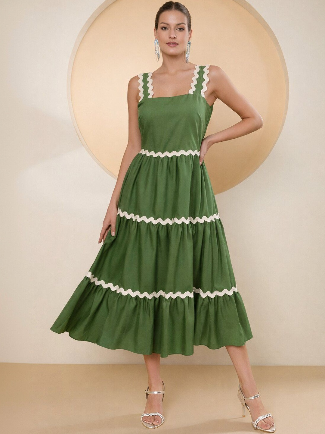 PTVIZE Crepe A-Line Sleeveless Dress