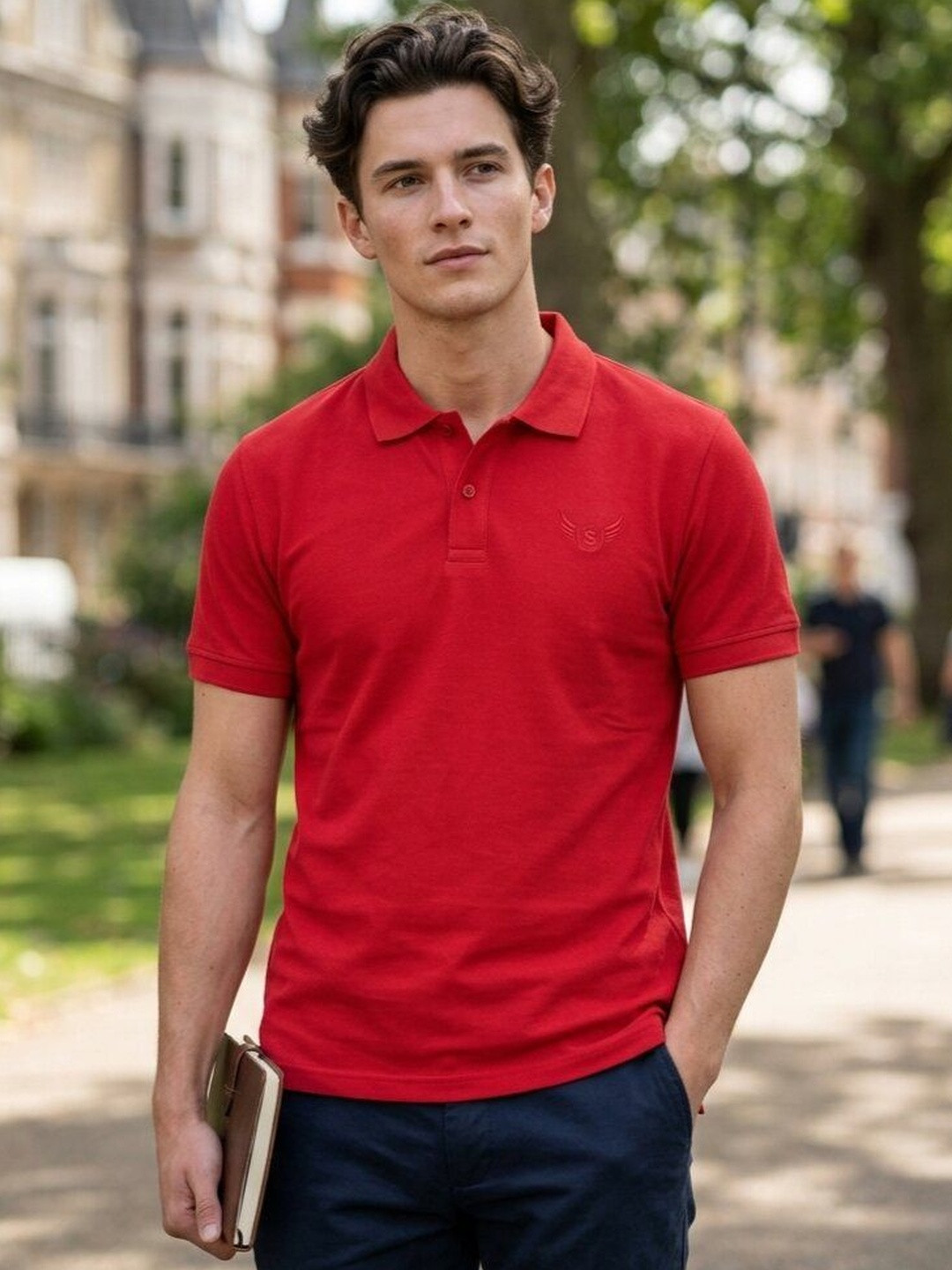 STRAY88 Men Brand Logo Polo Collar T-shirt