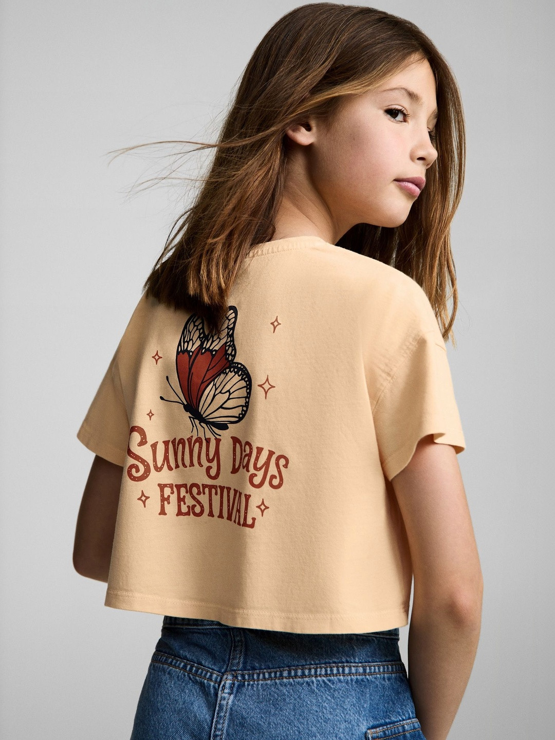 Alan Jones Girls Printed Short Length Drop Shoulder Regular Fit T-Shirt