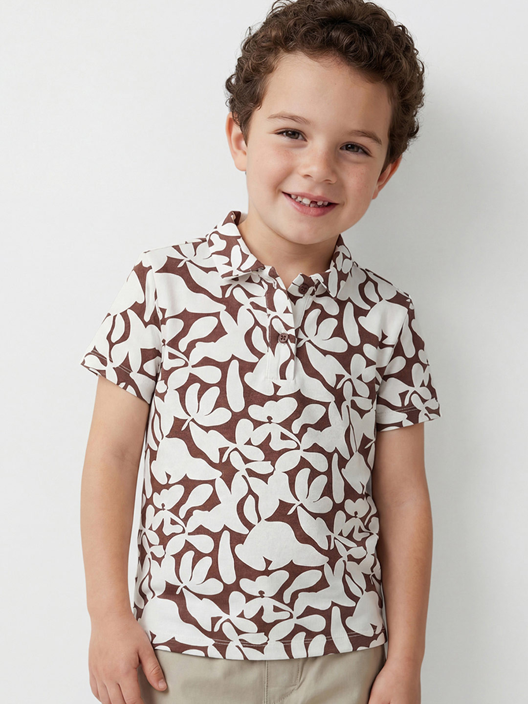 United Colors of Benetton Boys Pure Cotton Polo Collar Short Sleeves Printed Tshirts