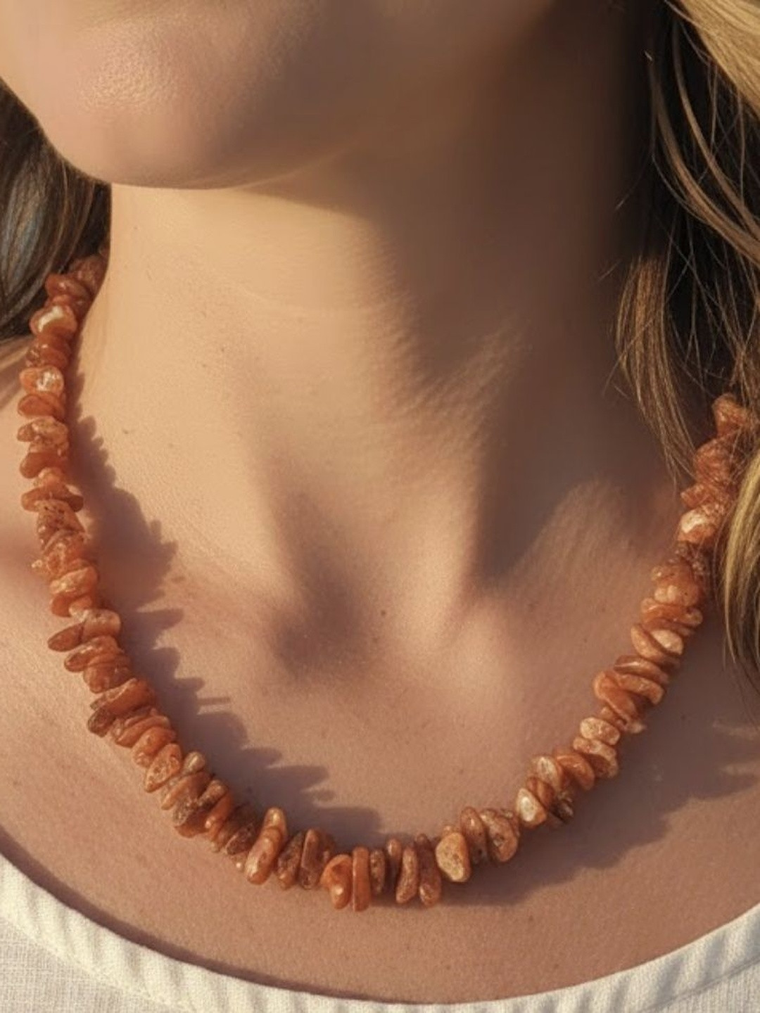 Radheya Gems Carnelian Ember Chips Silver-Plated Handcrafted Necklace