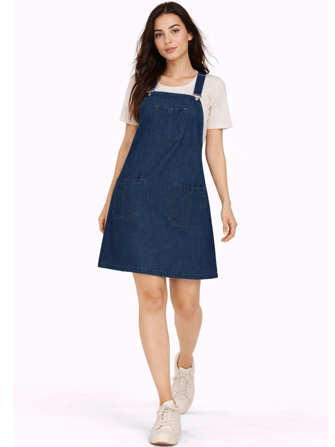 Tripursundari Fashion Denim Pinafore Dress