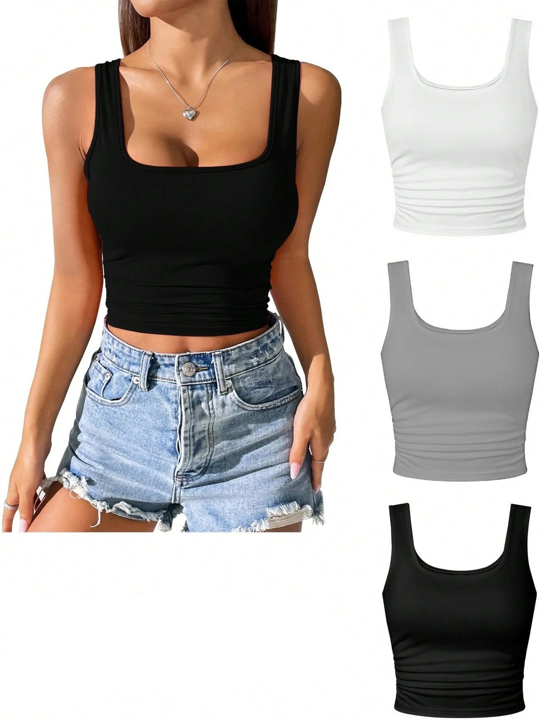 Mast & Harbour Crepe Tank Crop Top