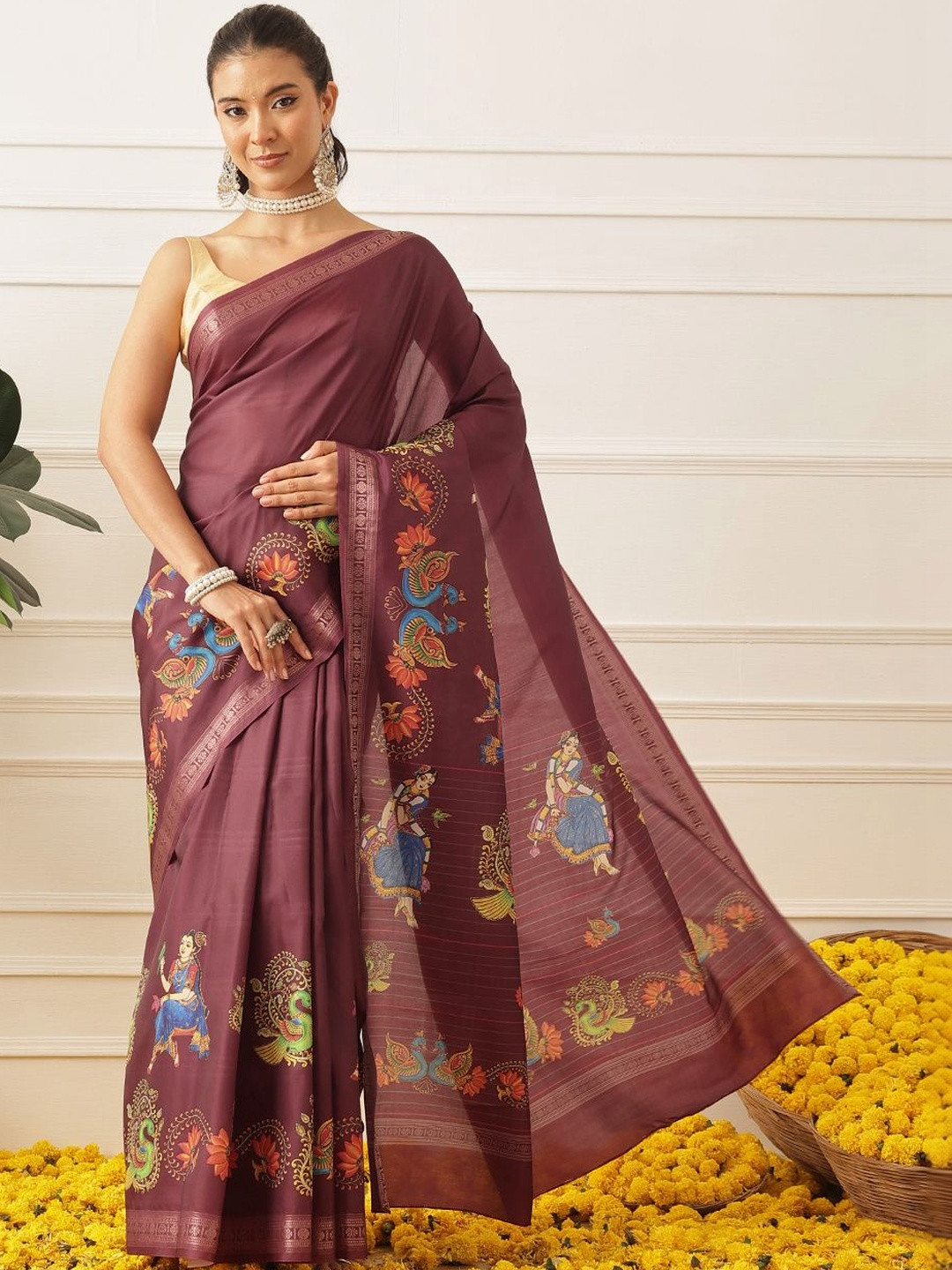 Silk Land Ethnic Motifs Zari Art Silk Banarasi Saree