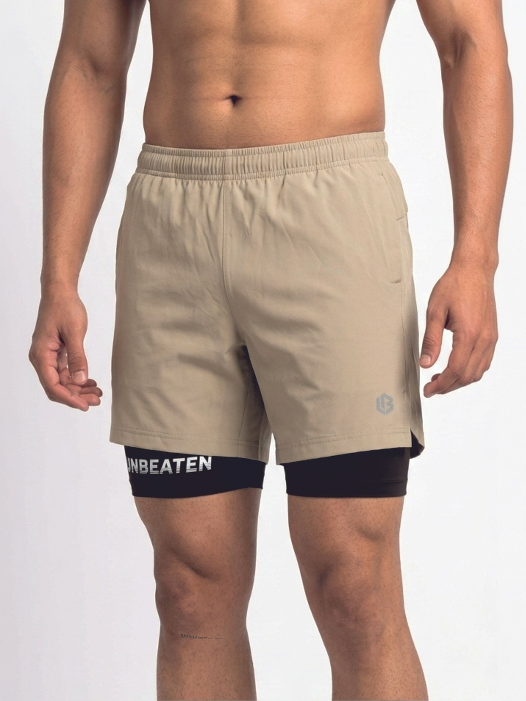 UNBEATEN 7 inch's Polyester Shorts Solid Regular Fit High-Rise For Gym Sessions