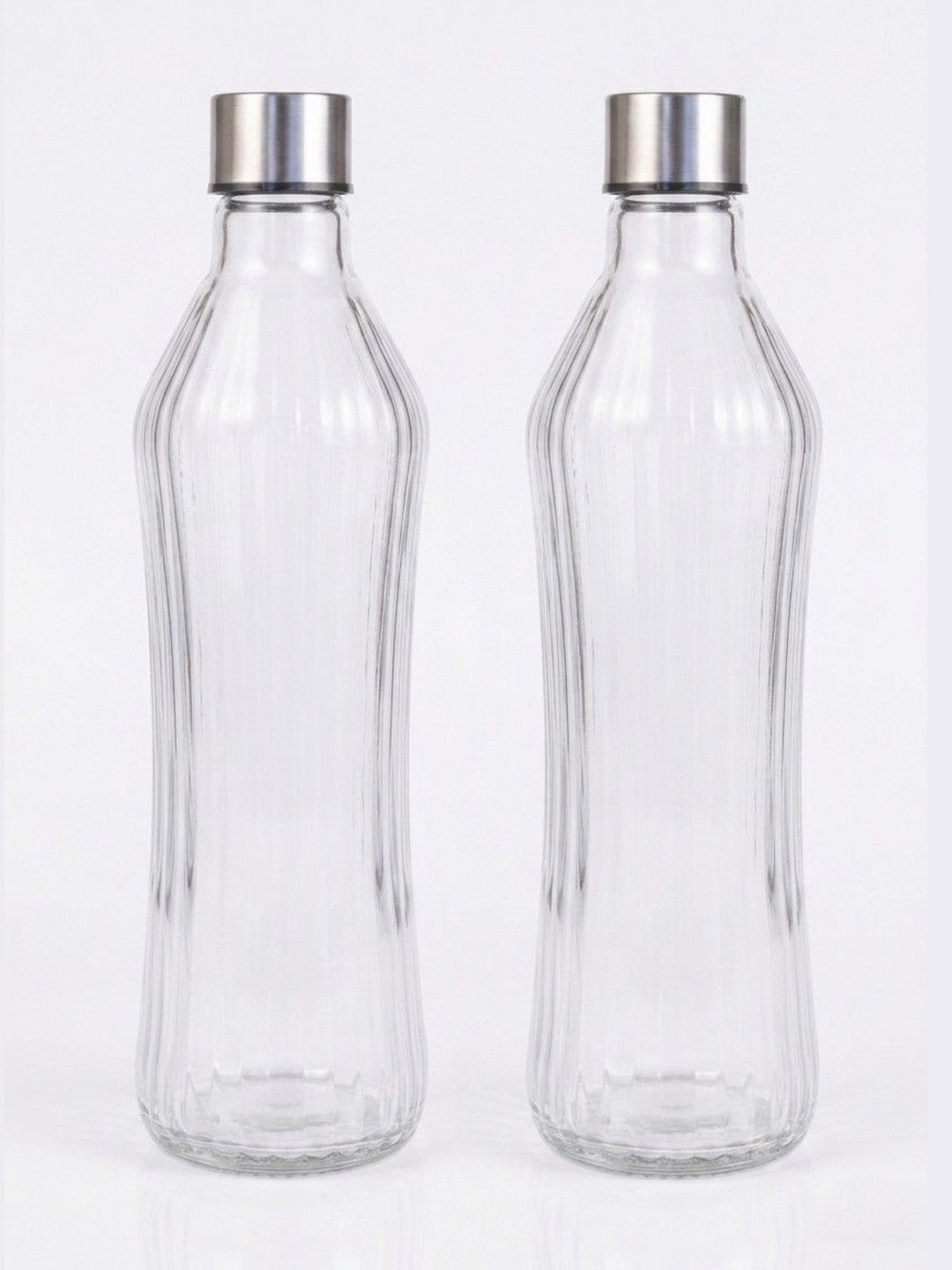 tyche enterprises Transparent & Transparent Set of 2 Glass Solid Water Bottle