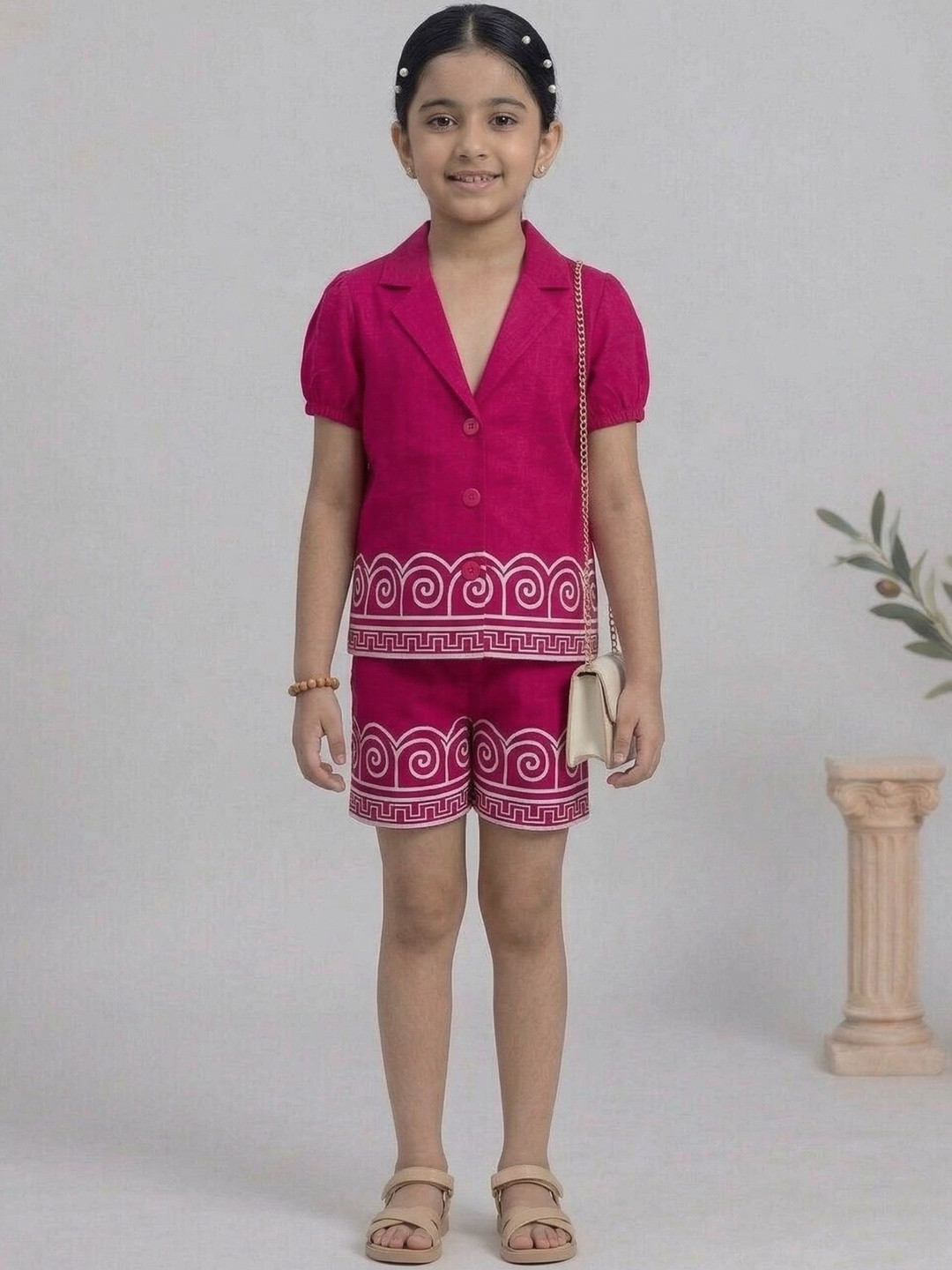 BURBN Girls Printed Shirt with Shorts