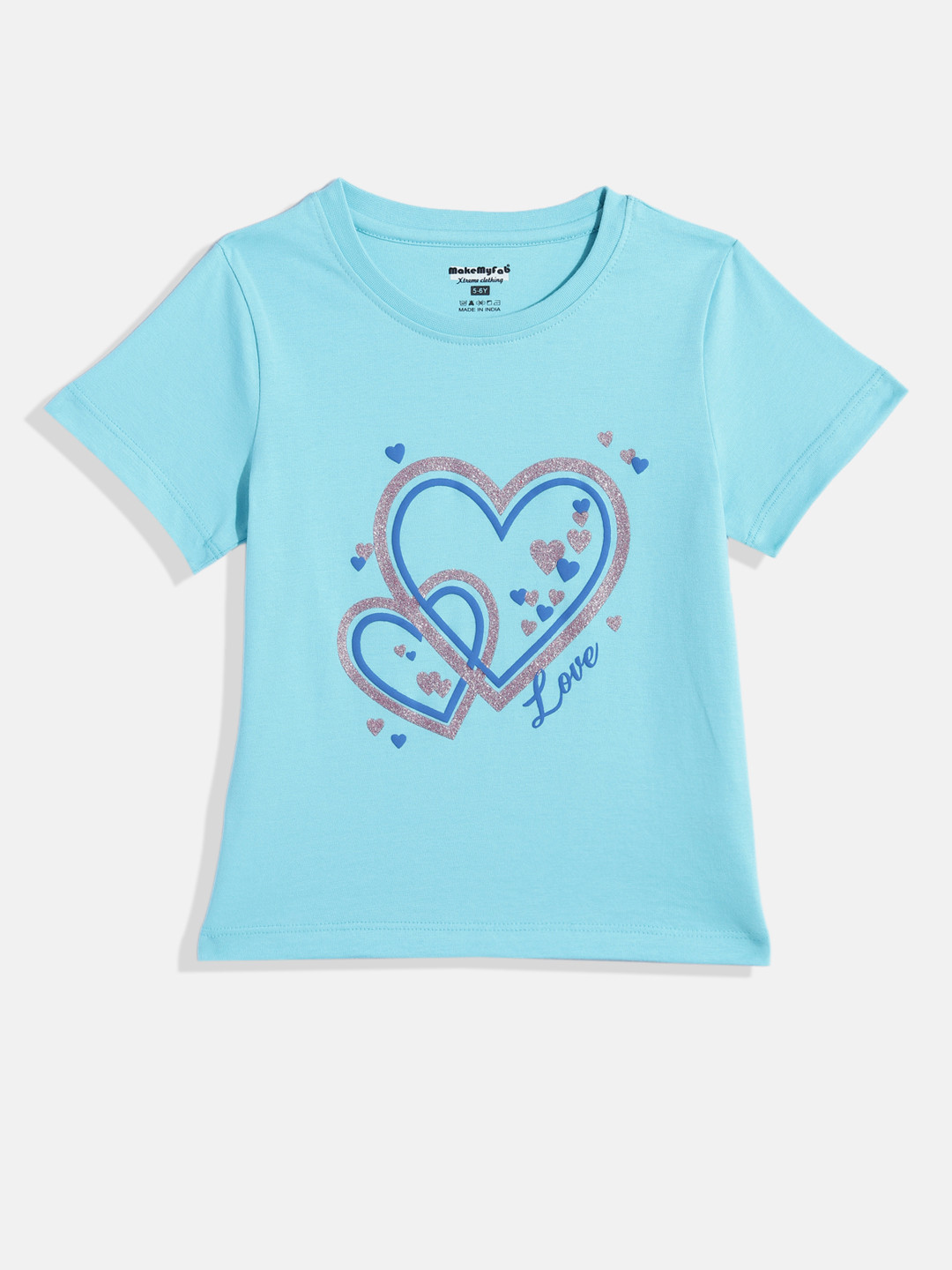 makemyfab Girls Heart Motif Printed Graphic T-shirt